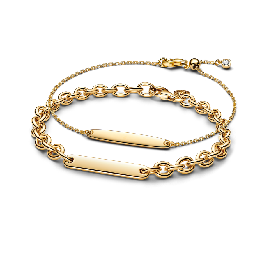 His & Hers Engravable Gold Plated Bracelet Set