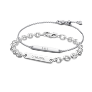 His & Hers Engravable Silver Bracelet Set