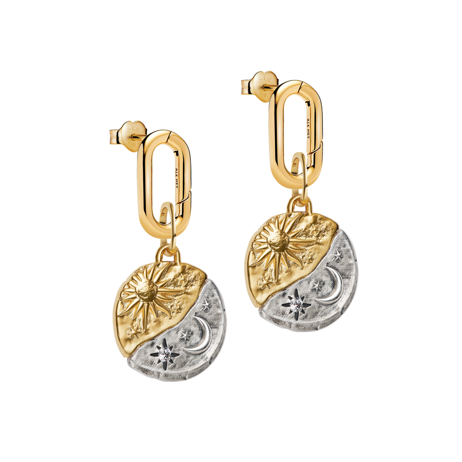 Sun & Moon Medallion Charm Earrings