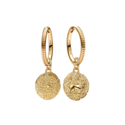 Lion Medallion Charm Earrings