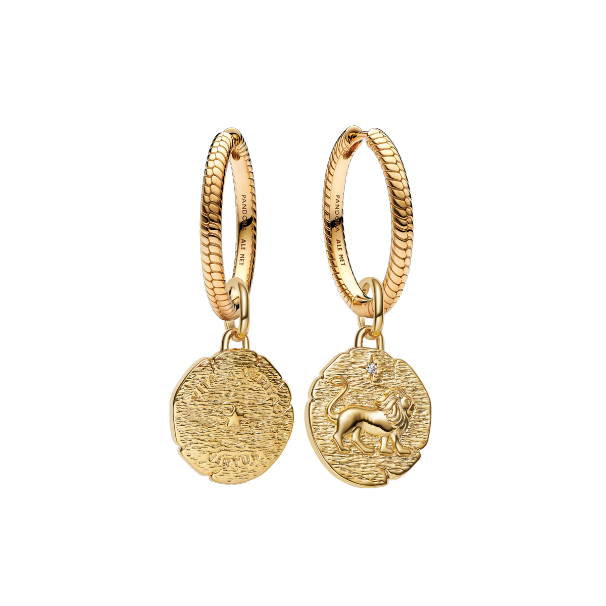 Lion Medallion Charm Earrings