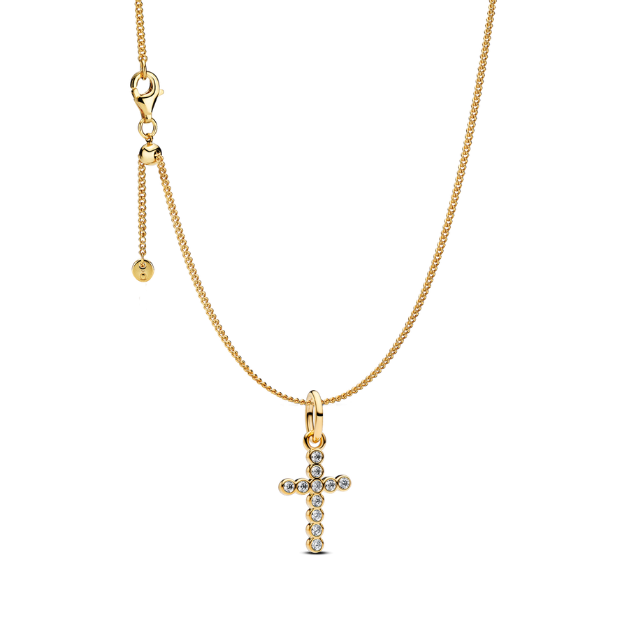Round Bezel Cross Necklace Set