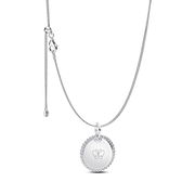 Engravable Sparkling Round Tag Pendant Necklace