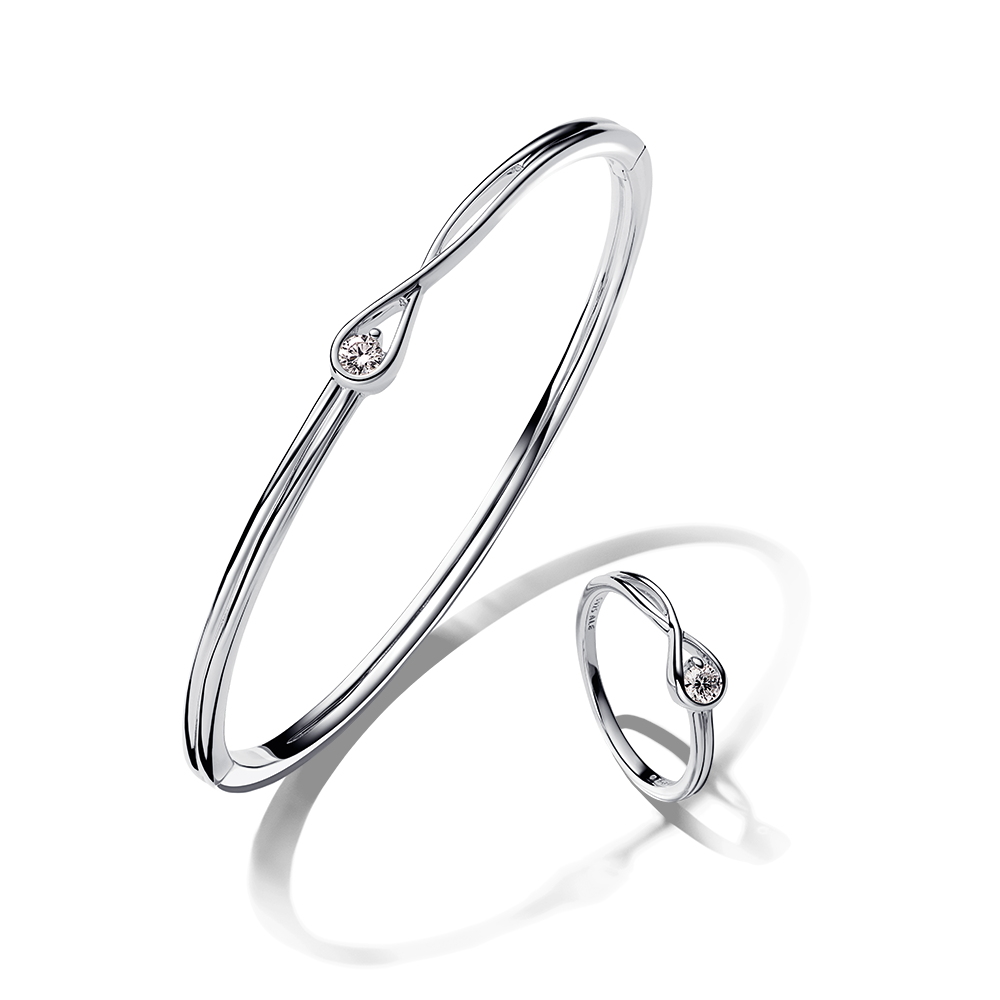 Pandora Brilliance Lab-Grown Diamond Bangle Bracelet and Ring Set 0.30 carat tw Sterling Silver