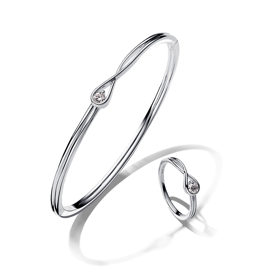Pandora Brilliance Lab-Grown Diamond Bangle Bracelet and Ring Set 0.30 carat tw Sterling Silver