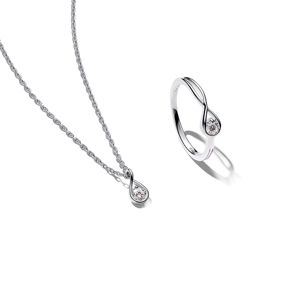 Pandora Infinite Lab-grown Diamond Necklace and Ring Set 0.30 ct tw Sterling Silver