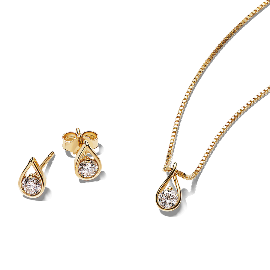Pandora Infinite Lab-grown Diamond Necklace and Earrings Set 0.75 carat tw 14k Gold