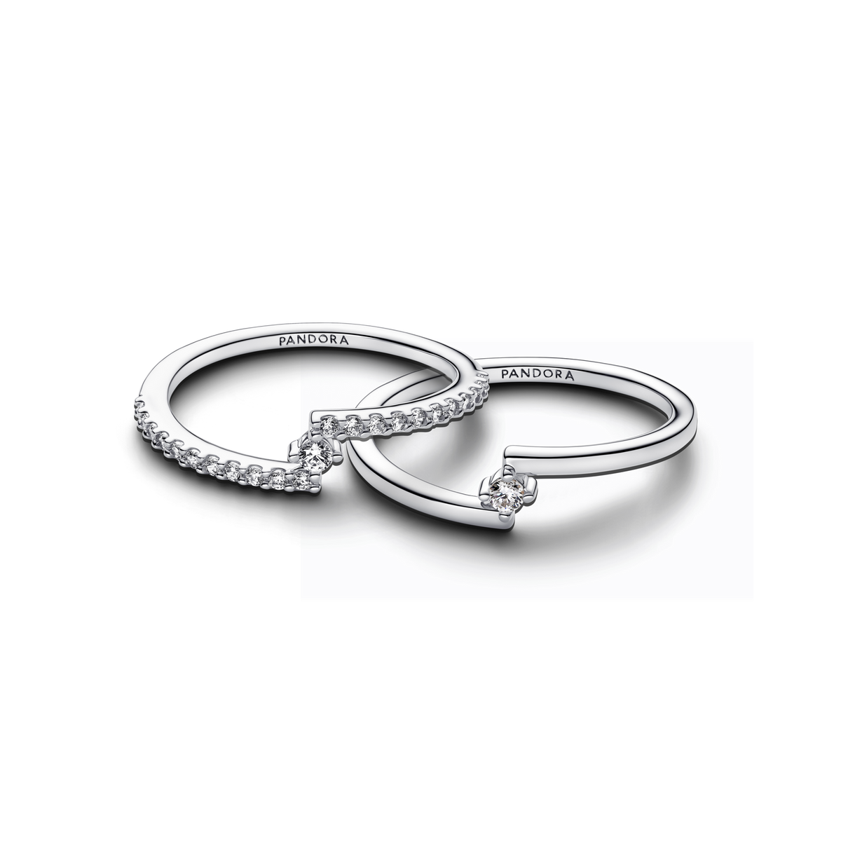 Sparkling Split Solitaire Pavé Ring Stack