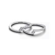 Sparkling Split Solitaire Pavé Ring Stack