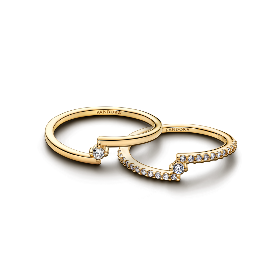 Split Solitaire Pavé Ring Stack