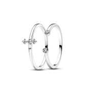 Pandora Era Lab-Grown Diamond White Gold Open and Trio Ring Set