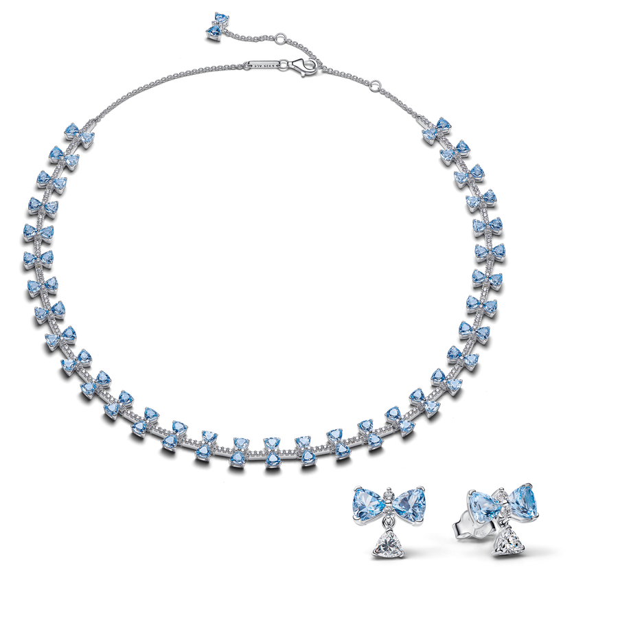 Bridgerton Blue Bow Necklace & Earring Set