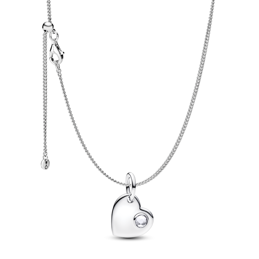 April Birthstone Heart Pendant Necklace