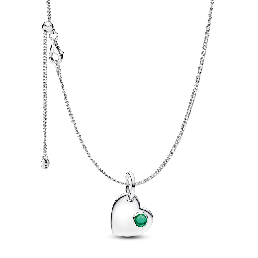 May Birthstone Heart Pendant Necklace