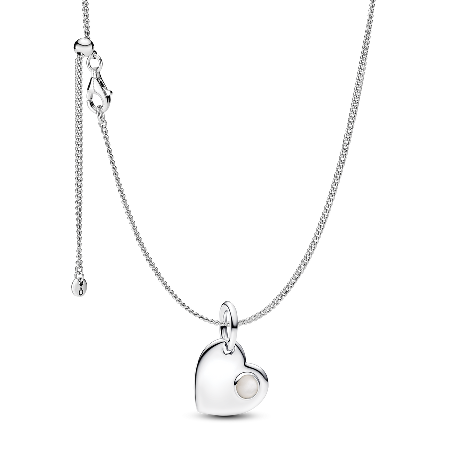 June Birthstone Heart Pendant Necklace