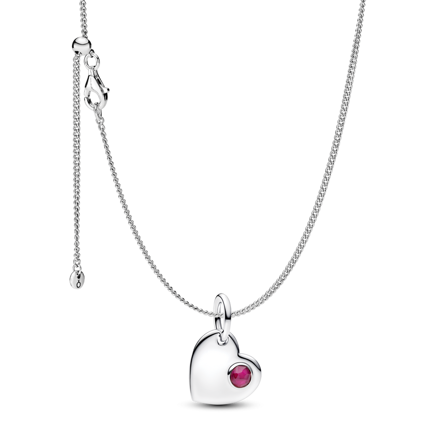 July Birthstone Heart Pendant Necklace