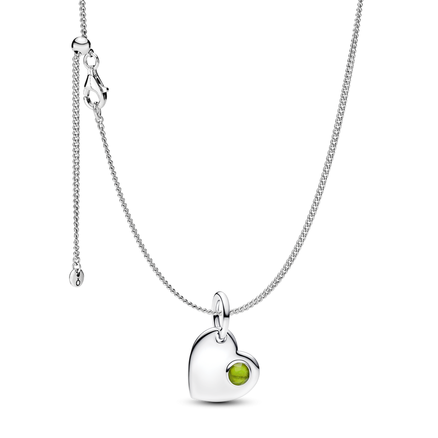 August Birthstone Heart Pendant Necklace