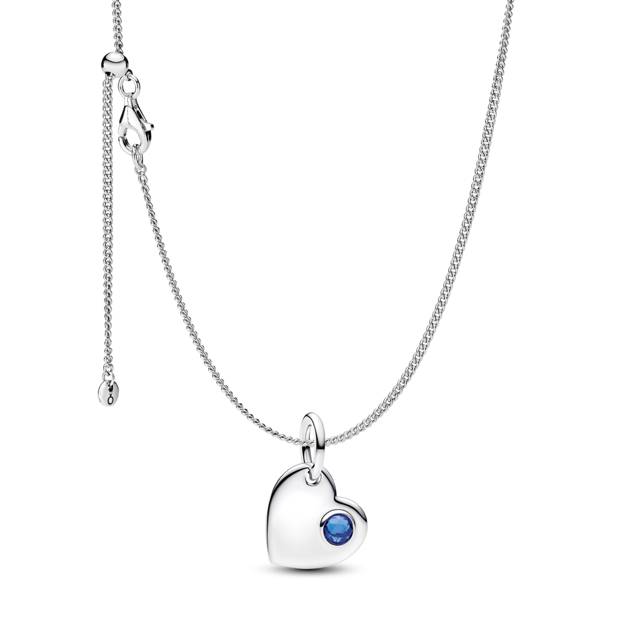 September Birthstone Heart Pendant Necklace