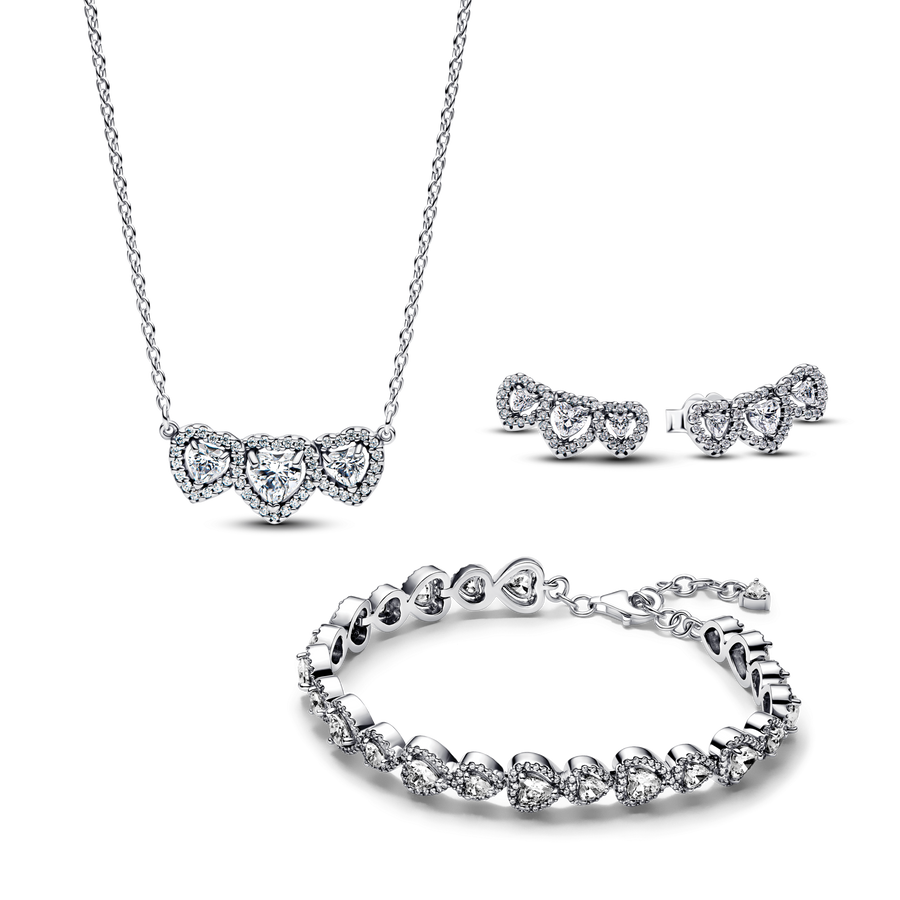 Halo Heart Trilogy Jewelry Set
