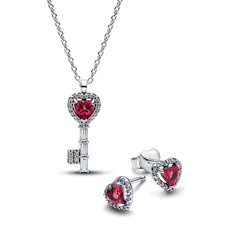 Elevated Heart Key Necklace & Earrings Set