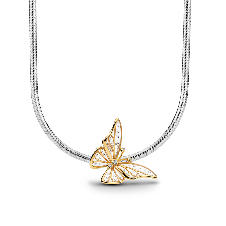 Mixed metal Butterfly Charm Necklace Set