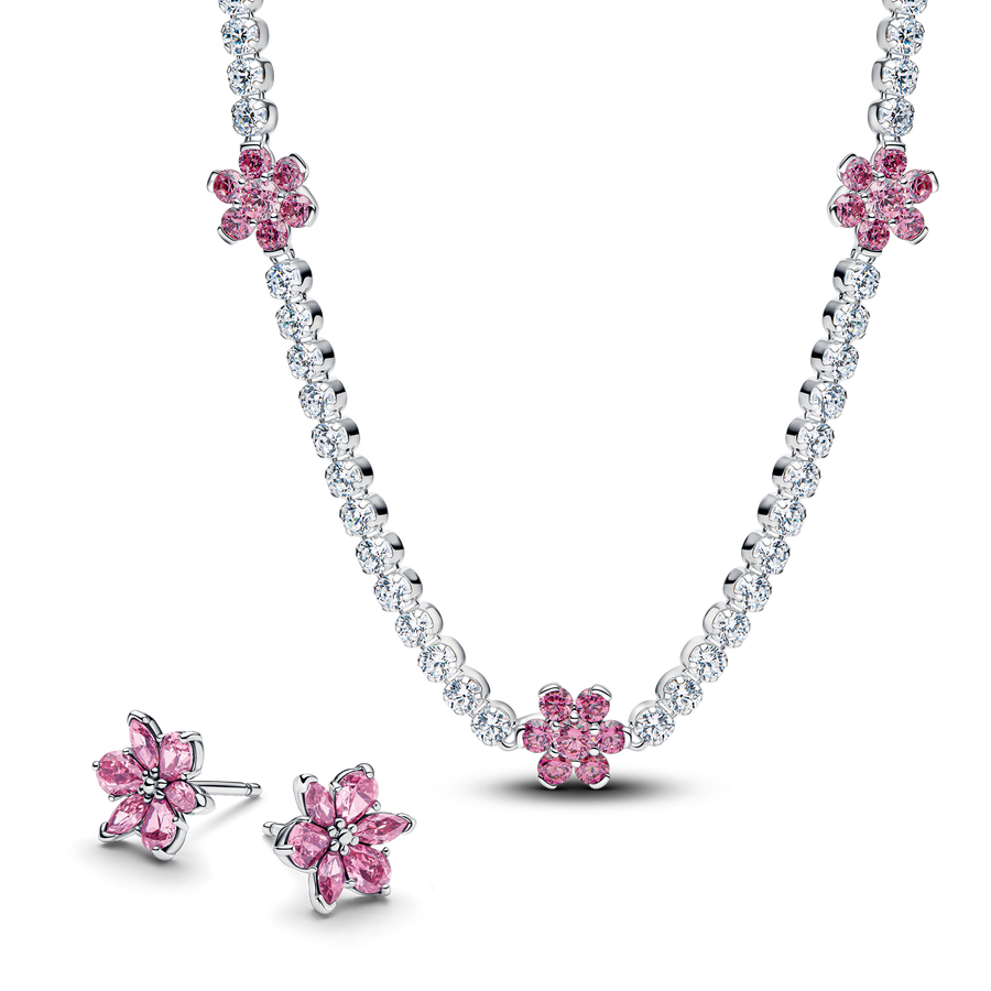 Pink Herbarium Bloom Earring & Necklace Set