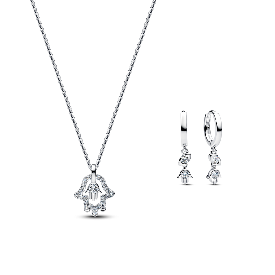 Hamsa Necklace and Earrings Set