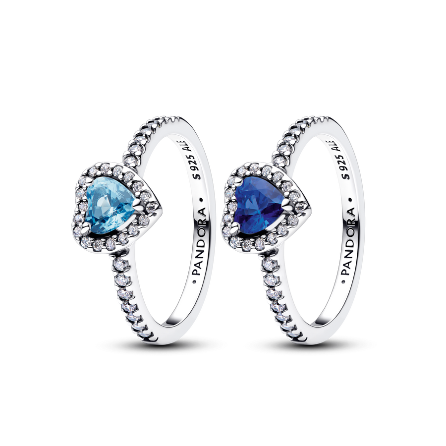 Deep Ocean Elevated Hearts Ring Set