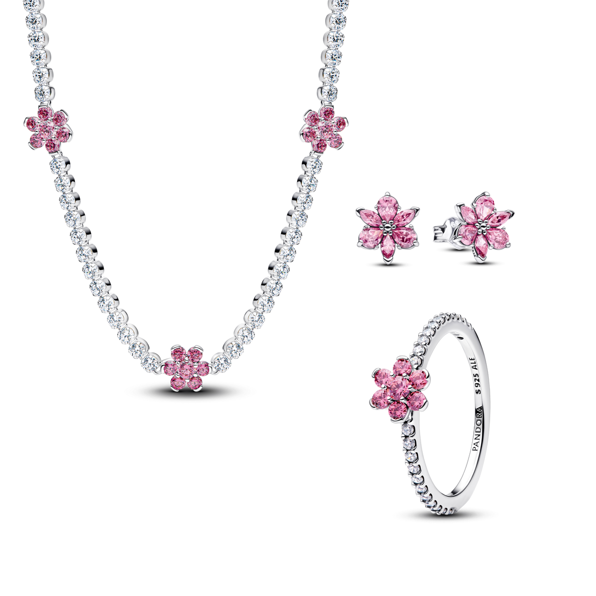 Pink Herbarium Bloom Jewelry Set
