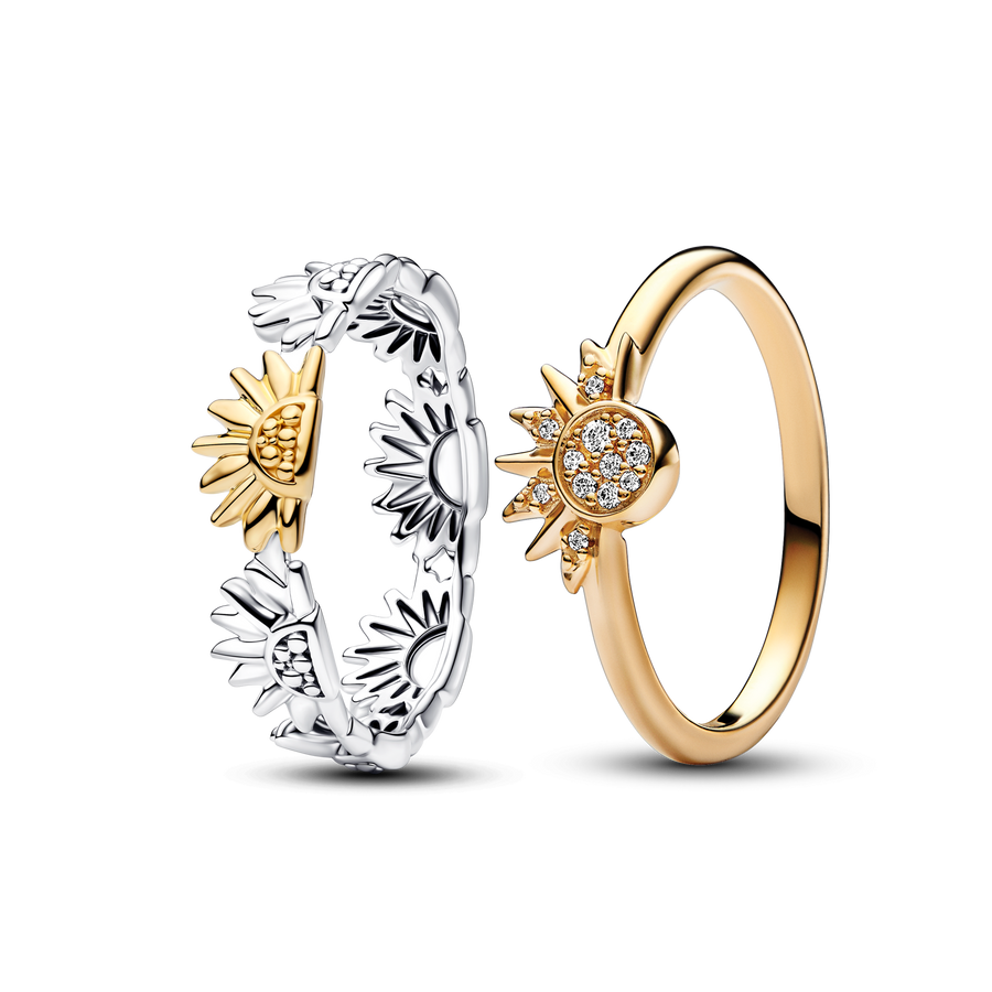 Sun & Sunflowers Ring Set
