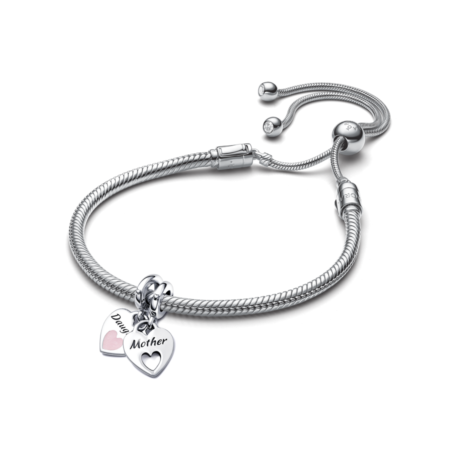 Mother Daughter Splittable Heart Charm and Bracelet Set