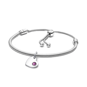 Februrary Engravable Dangle Charm Bracelet Set