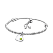 August  Engravable Dangle Charm Bracelet Set