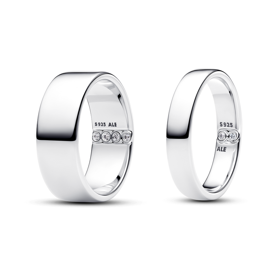 His & Hers Silver Secret Engraving Ring Set