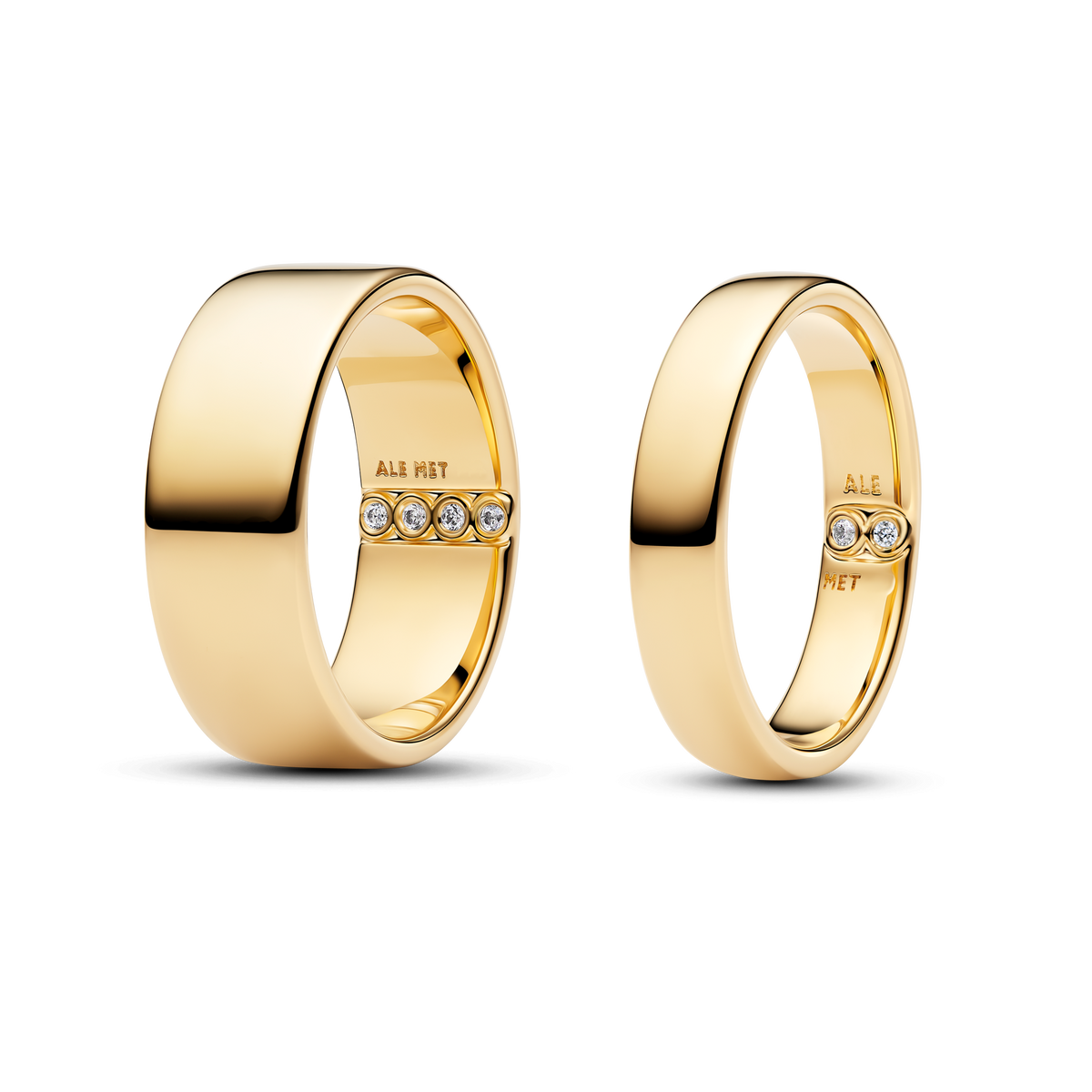 His & Hers Gold Secret Engraving Ring Set