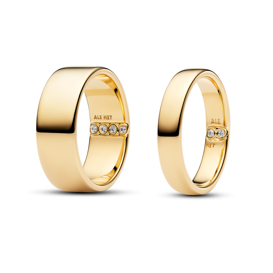 His & Hers Gold Secret Engraving Ring Set