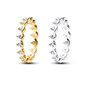 Two Tone Sparkling Regal Stacking Ring Duo