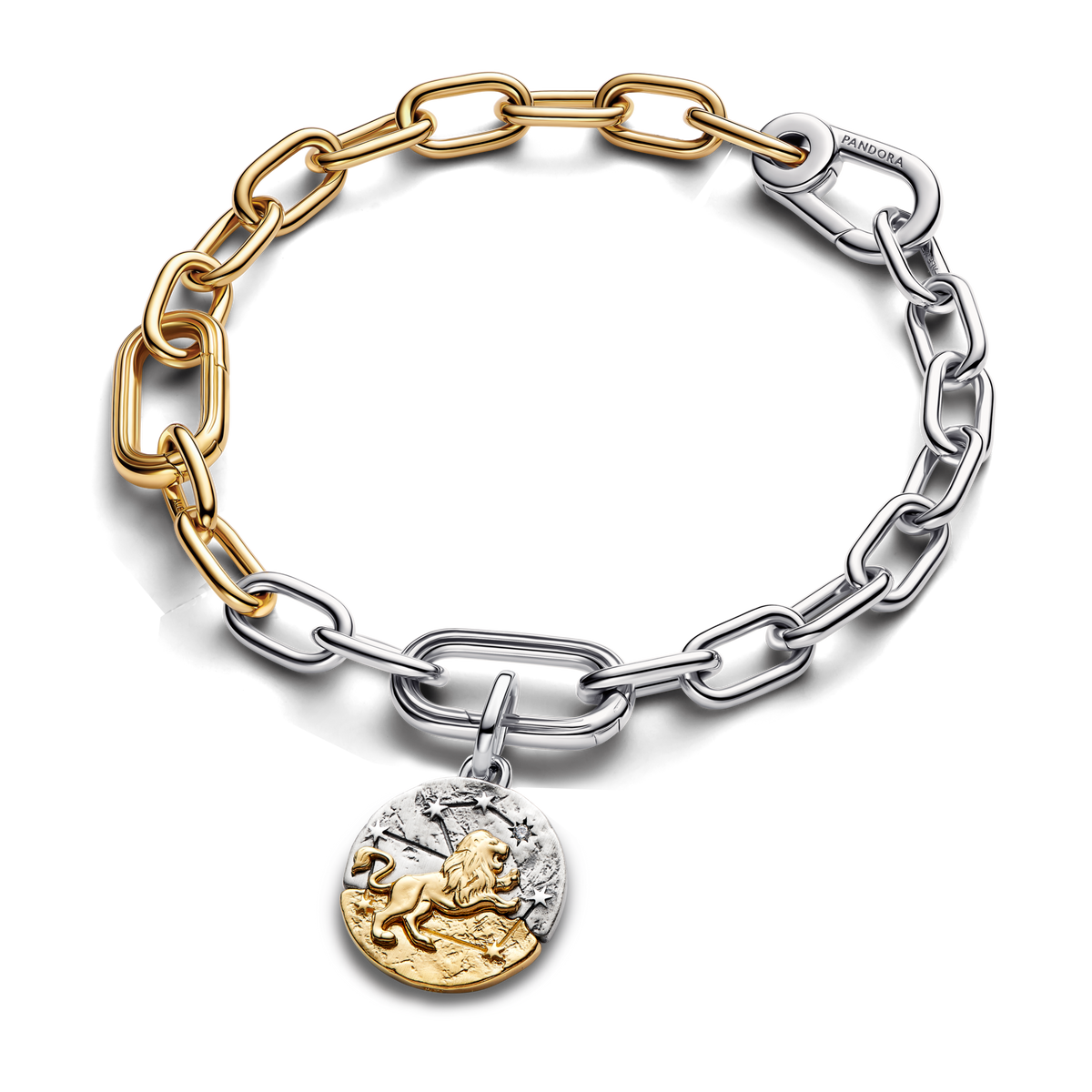 Leo Two-tone Medallion Charm Bracelet Set