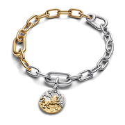 Leo Two-tone Medallion Charm Bracelet Set