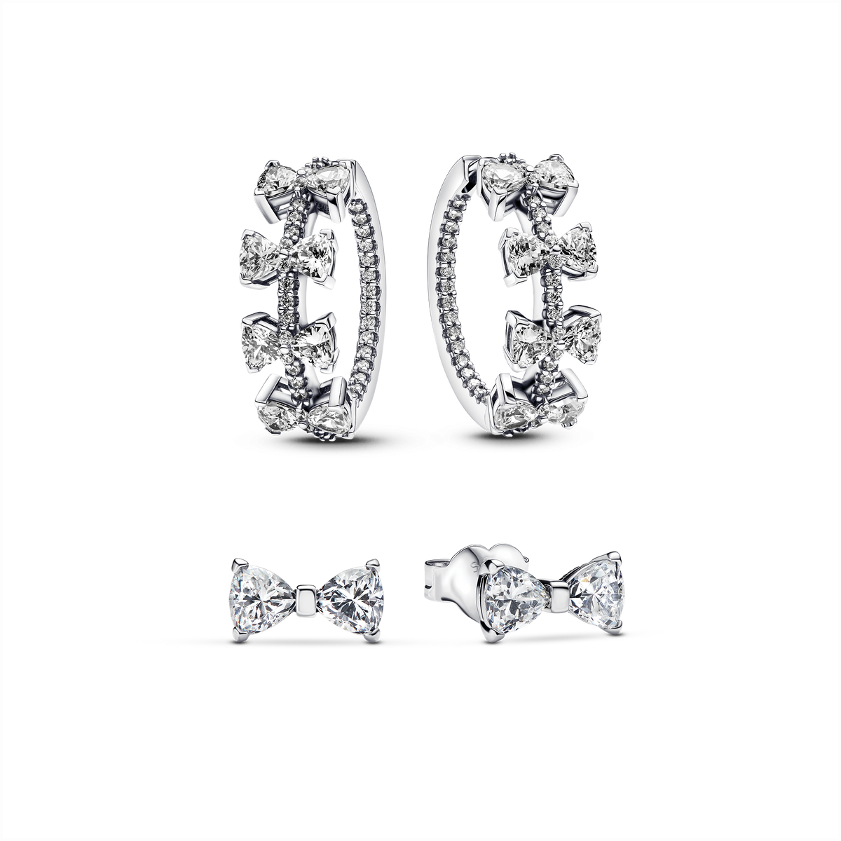 Sparkling Bow Stackable Earring Set
