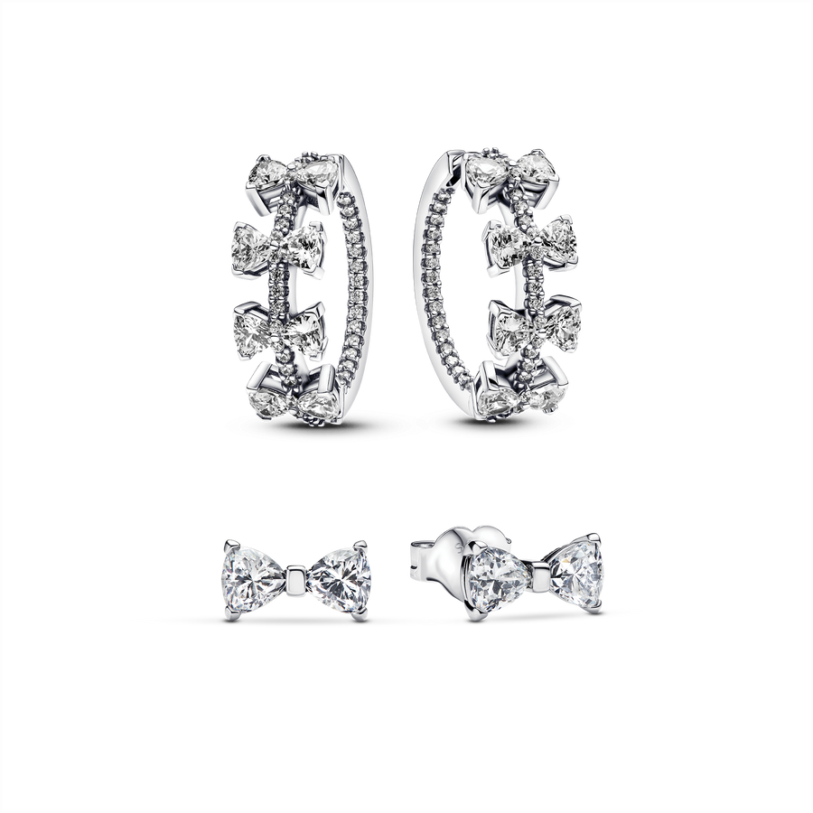 Sparkling Bow Stackable Earring Set