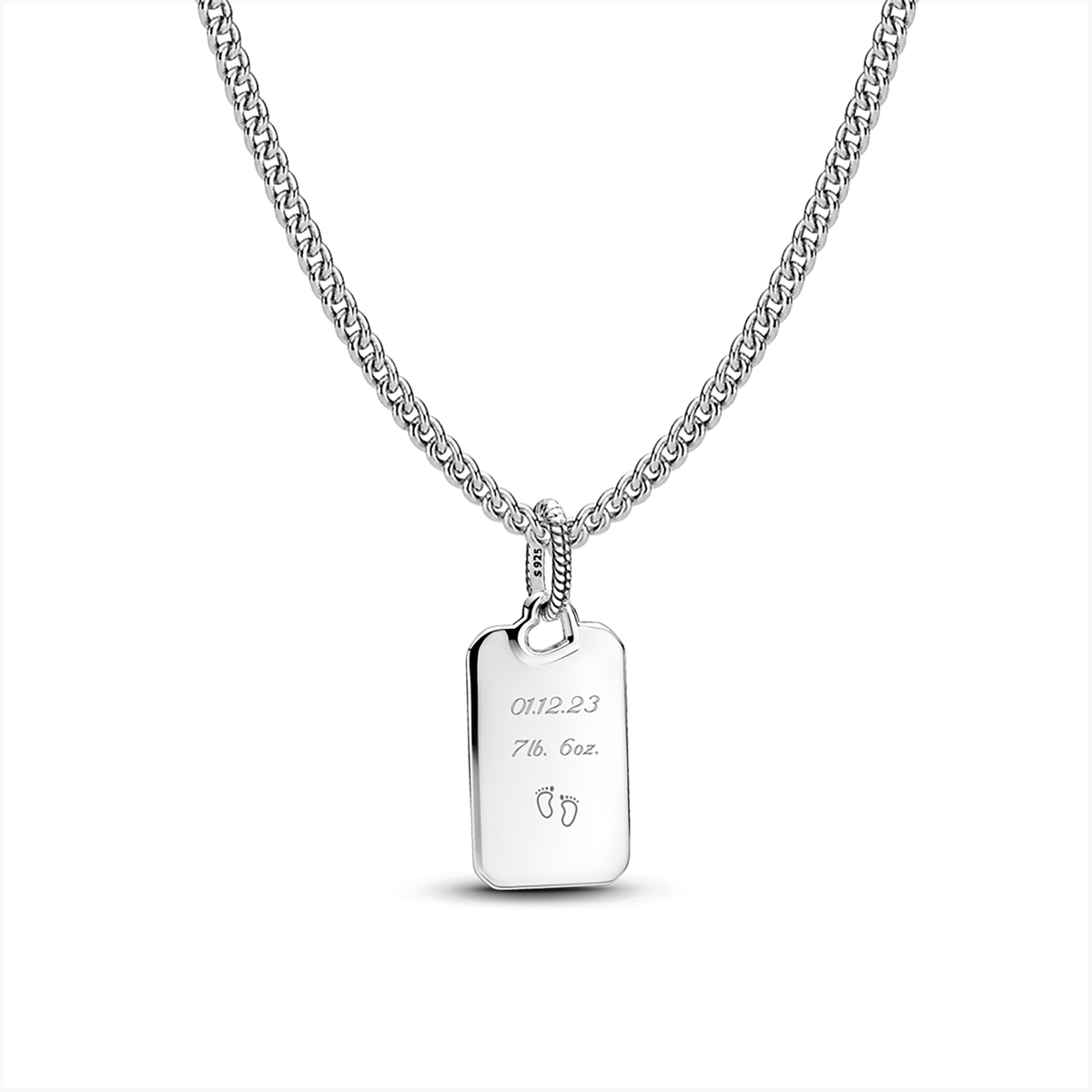 Engravable Rectangle Tag Pendant Necklace Set