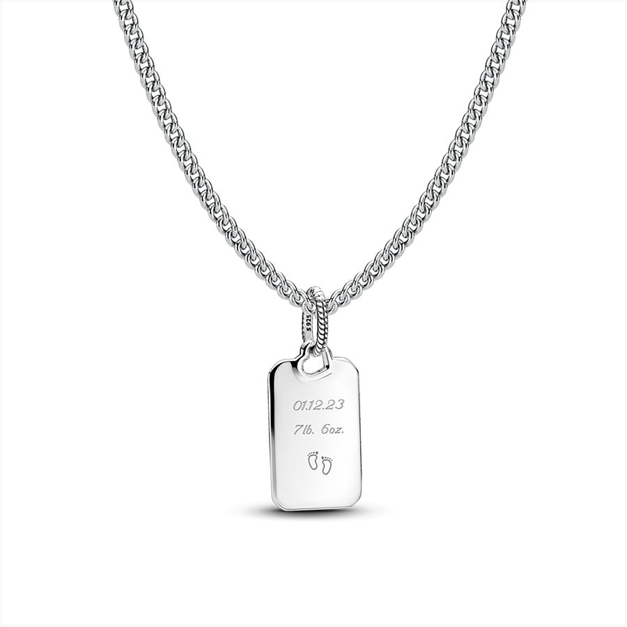 Engravable Rectangle Tag Pendant Necklace Set