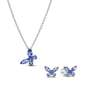 Winter Blue Butterfly Necklace and Earring Set