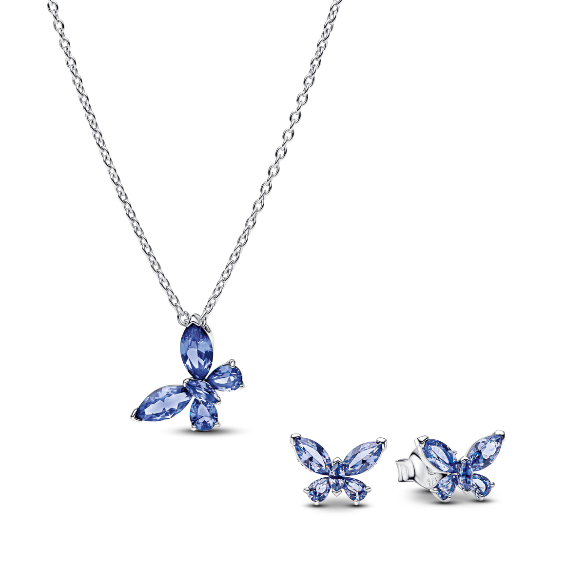 Winter Blue Butterfly Necklace and Earring Set