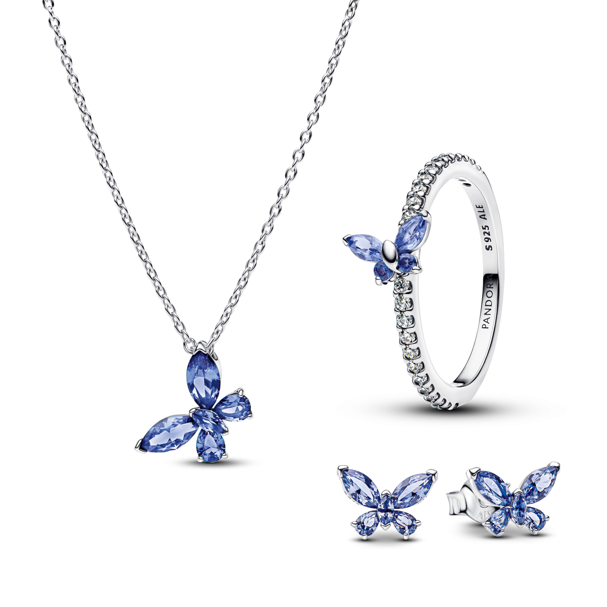 Winter Blue Butterfly Jewelry Set