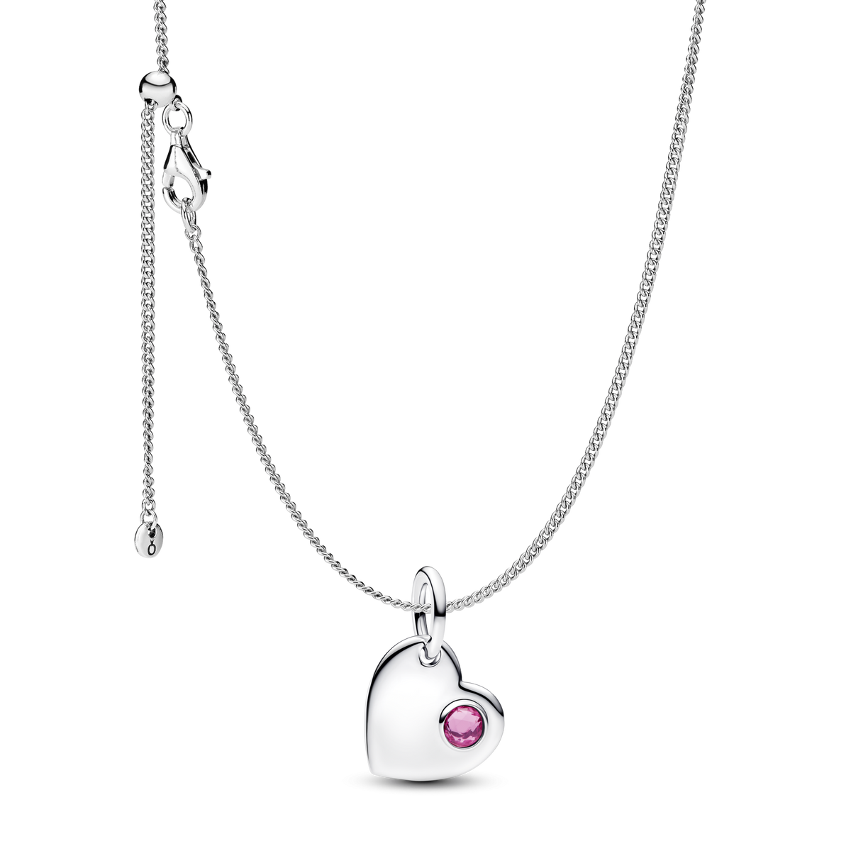 October Birthstone Heart Pendant Necklace