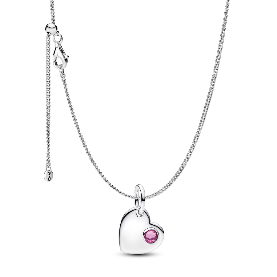 October Birthstone Heart Pendant Necklace