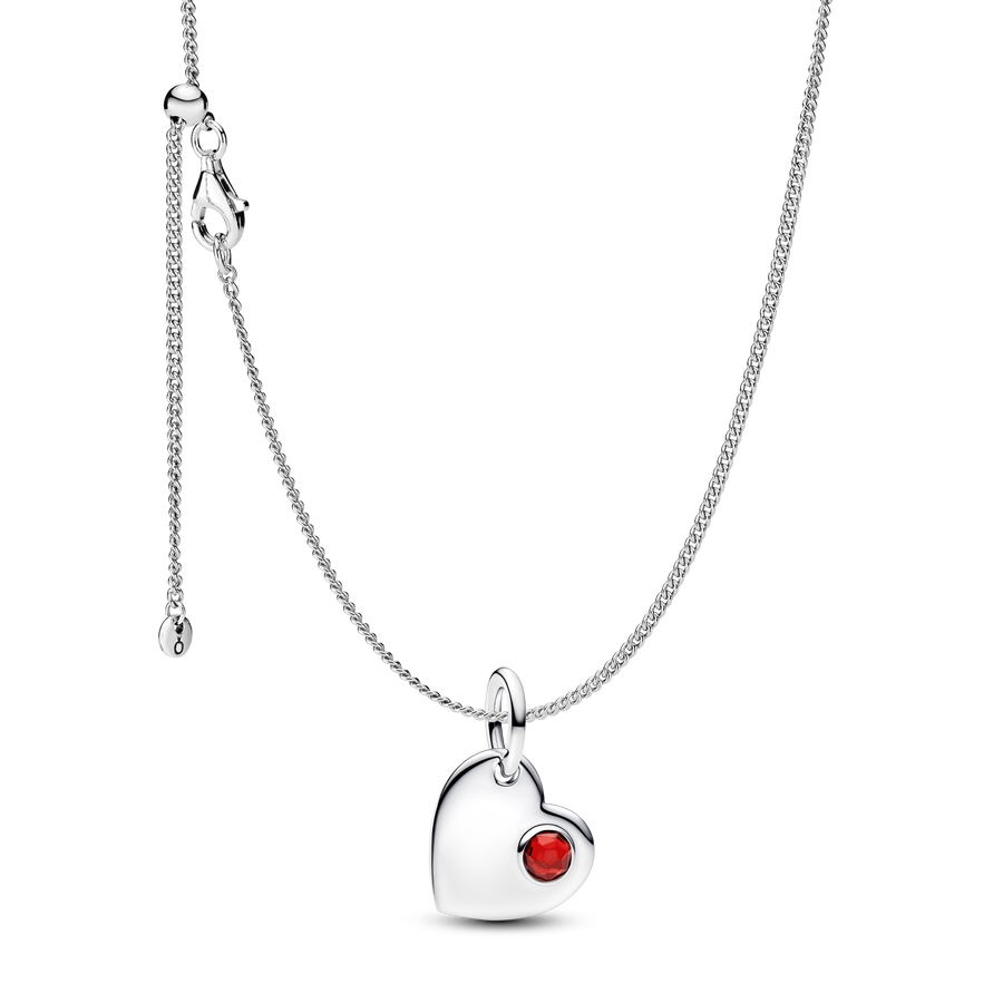 January Birthstone Heart Pendant Necklace