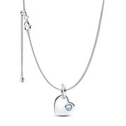 March Birthstone Heart Pendant Necklace